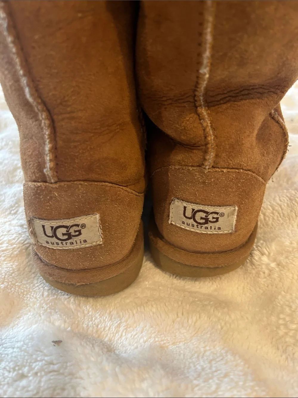 UGG Tall Shearling-Lined Suede Boots in Chestnut